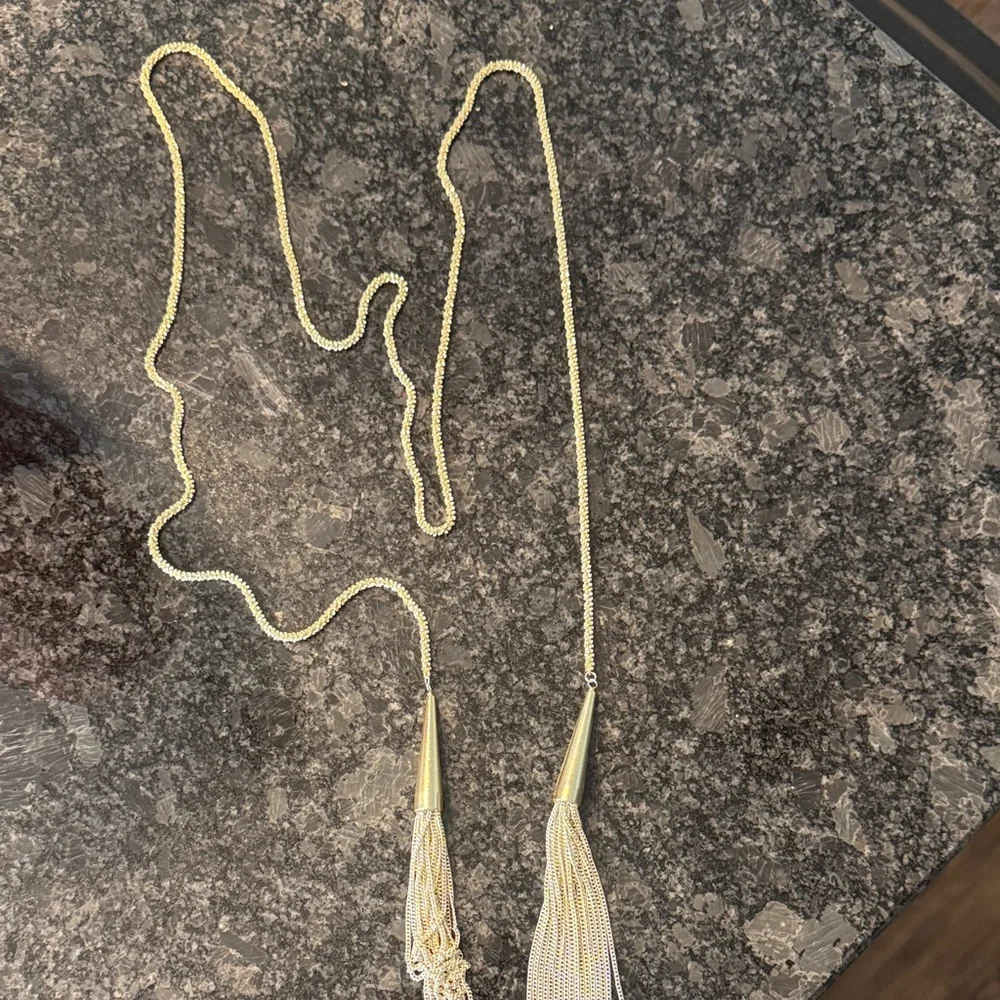 Kendra Scott Gold Long Double-Tassel Necklace - Picture 3 of 4